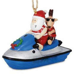 Thumbnail Santa and Reindeer Jet Ski Ornament