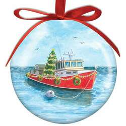 Item 108128 Ball Lobster Boat With Tree Ornament