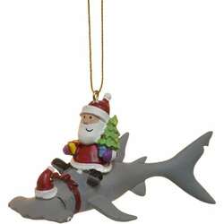 Thumbnail Santa Riding Hammerhead Shark Ornament