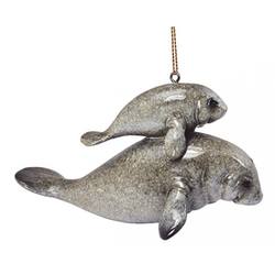 Thumbnail Manatee With Baby Ornament