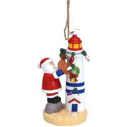 Item 108277 Crab With Santa And Lighthouse Ornament - Myrtle Beach