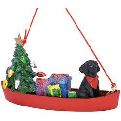 Item 108397 thumbnail Dog In Canoe With Lights Ornament - Outer Banks