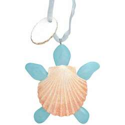 Item 108424 Shell And Sea Glass Turtle With Tag Ornament - Outer Banks