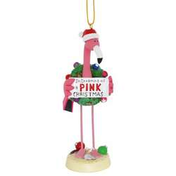 Thumbnail Dreaming Of Pink Christmas Flamingo Ornament - Outer Banks