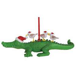 Thumbnail Alligator With 3 Birds Ornament