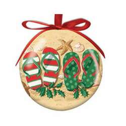Item 109489 Holiday Flip Flops Ball Ornament - Outer Banks
