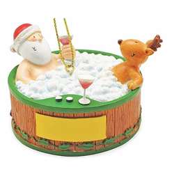 Thumbnail Santa And Reindeer In Hot Tub Ornament