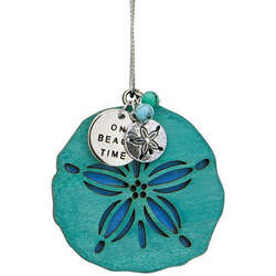 Item 109948 Blue-green Sand Dollar With Charm Ornament - Outer Banks