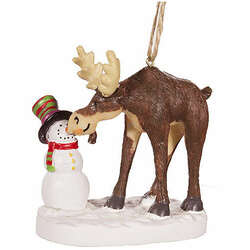 Thumbnail Moose and Snowman Ornament