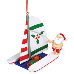 Item 109983 Catamaran With Santa & Reindeer Ornament