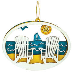 Item 109997 Laser Cut Beach Scene Adirondack Chairs Ornament