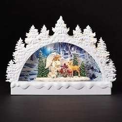 Item 134316 LED Swirl White Arch With Angel and Animals
