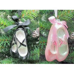 Item 146804 Pair of Black/Pink Glass Ballet Shoes Ornament