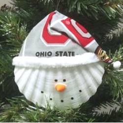 Thumbnail Ohio State University Buckeyes Snowman Scallop Shell Ornament