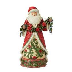 Thumbnail Santa With Poinsetta Garland Figure