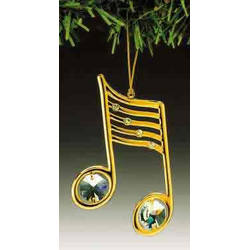 Item 161039 Gold Crystal Musical Note Ornament