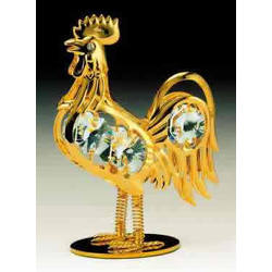 Item 161061 Gold Crystal Rooster Ornament