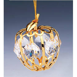 Item 161142 Gold Crystal Mini Apple Ornament