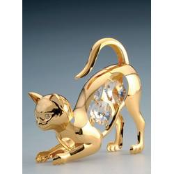 Item 161146 Gold Crystal Crouching Cat Ornament