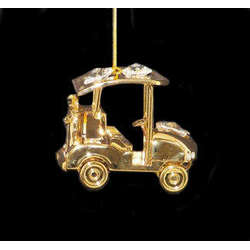 Item 161159 Gold Crystal Golf Cart Ornament
