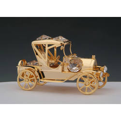 Item 161265 Gold Crystal Vintage Car Ornament