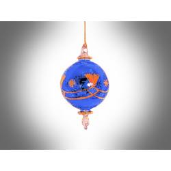 Item 186051 Blue Etched Ball With Twisted Drop Ornament