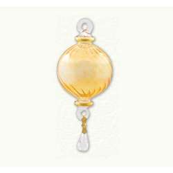 Item 186100 Yellow Swirl Ball With Drop Ornament