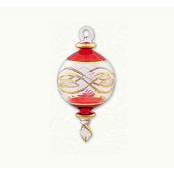 Item 186131 thumbnail Christmas Red/Clear/Gold Ball With Etching Ornament