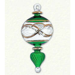 Item 186163 Christmas Green/Gold Etched Scepter Ornament