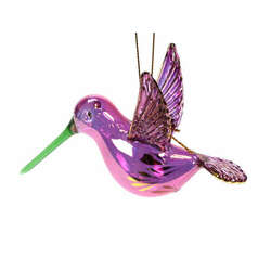 Item 186232 thumbnail Purple and Green Etched Hummingbird Ornament