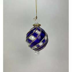 Item 186260 Deep Purple Sm Gold Striped Ornament