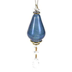 Item 186427 BLUE/GOLD/CLEAR RAINDROP WITH CRYSTAL DROPS ORN