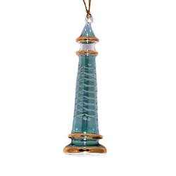 Item 186887 Green Lighthouse With Frosted Arch Ornament