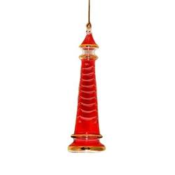 Item 186889 Red Lighthouse With Frosted Arch Ornament