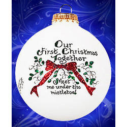 Item 202003 Our First Christmas Together Meet Me Under The Mistletoe Ornament