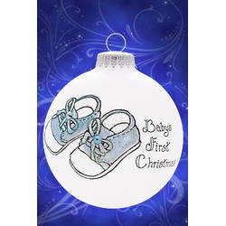 Thumbnail Baby's First Christmas Baby Boy Booties Ornament