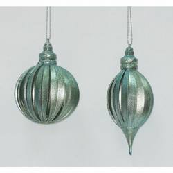 Thumbnail Aqua Glittered Ball/Finial Ornament