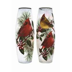 Item 212005 Cardinal With Holly Large Pre-lit Vase