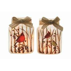 Item 212042 Birch and Cardinals Jar With Bow