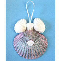 Item 220095 Purple/White Pecten Shell Angel Ornament