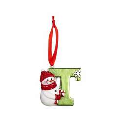 Item 254152 Snowman Initial T Ornament