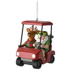 Item 262259 Santa and Reindeer Golf Cart Ornament