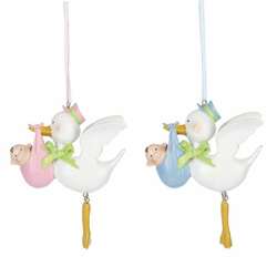 Item 262576 Stork With Baby Girl/Boy Ornament