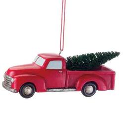 Thumbnail Red Pickup Truck With Christmas Tree Ornament