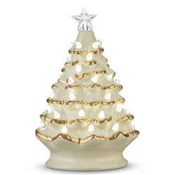 Thumbnail Lighted Vintage White and Gold Christmas Tree
