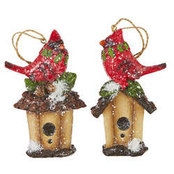 Item 282171 Cardinal On Birdhouse Ornament