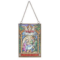 Item 282178 Holy Family Faux Stained Glass Ornament