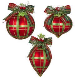 Item 282209 Red Plaid Ornament With Bow