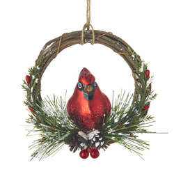 Thumbnail Cardinal On Wreath Ornament