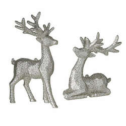 Thumbnail Silver Glitter Deer Ornament